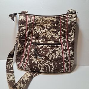 Floral Brown Quilted Crossbody Bag
